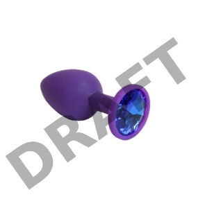 Фиолетовая силиконовая пробка с синим стразом - 7,1 см.