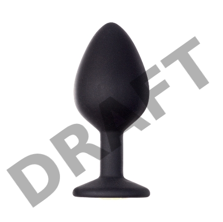 Чёрная анальная пробка Emotions Cutie Medium с желтым кристаллом - 8,5 см.