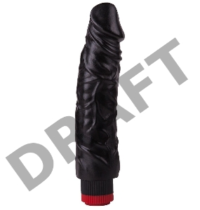 Реалистичный чёрный вибромассажер - 19,5 см.