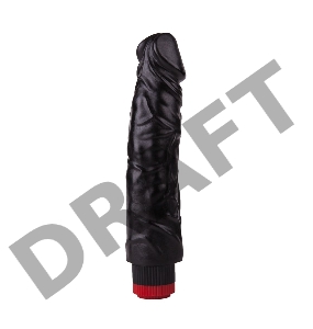 Реалистичный чёрный вибромассажер - 19,5 см.