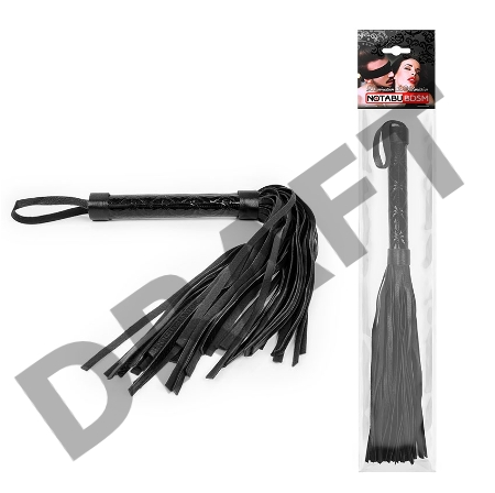 Черная многохвостовая плеть с круглой гладкой ручкой - 38 см.
