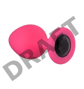 Средняя розовая анальная пробка Emotions Cutie Medium с чёрным кристаллом - 8,5 см.