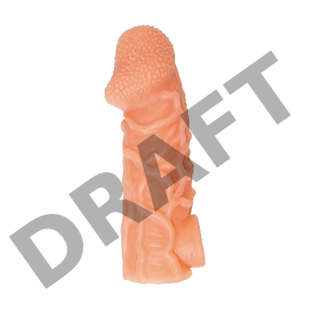  Насадка KOKOS реалистичная с дополнительной стимуляцией, TPE, телесная, 15.6 см