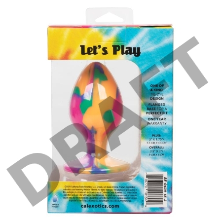 Яркая анальная пробка Cheeky Large Tie-Dye Plug - 9 см.