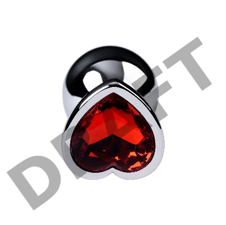 Анальная втулка Metal by TOYFA, металл, серебряная, с красным кристаллом, 7 см, Ø 2,7 см, 50 г