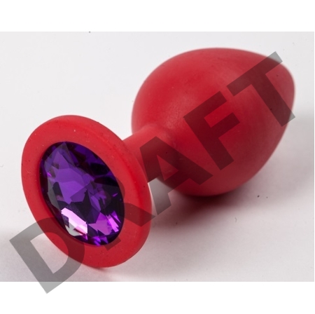 Красная силиконовая пробка с фиолетовым кристаллом - 9,5 см.