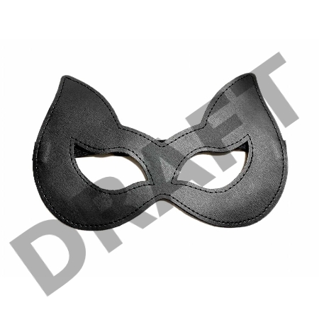 Черная лаковая маска с ушками из эко-кожи