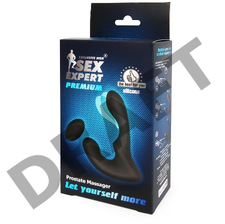 Черный силиконовый вибромассажер простаты с пультом ДУ