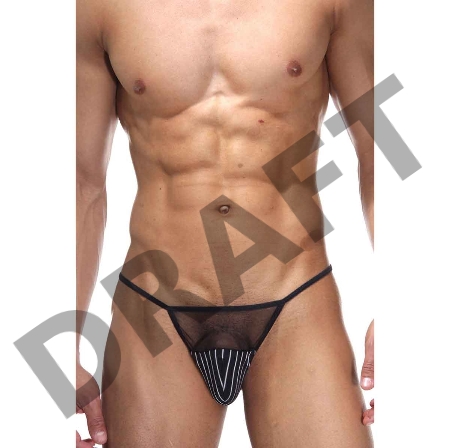 Трусы мужские стринги с черно-белой полоской