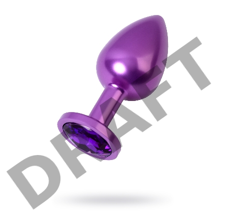 Анальная втулка, Metal by TOYFA, фиолетовая, с фиолетовым кристаллом, 8,2 см, Ø3,4 см, 85 г.