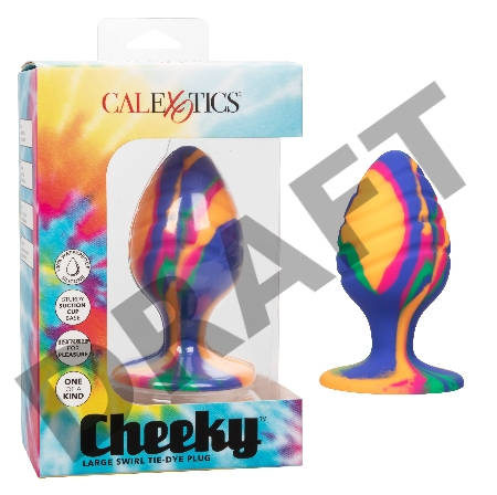 Яркая анальная пробка Cheeky Large Swirl Tie-Dye Plug - 9 см.