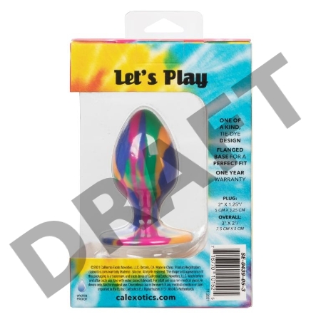 Яркая анальная пробка Cheeky Medium Tie-Dye Plug - 7,5 см.