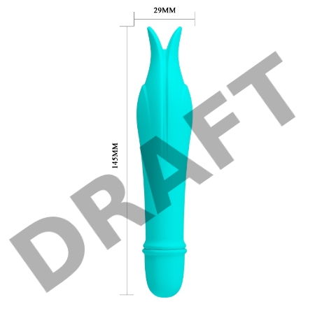 Мятный миниатюрный вибромассажер Edward с усиками - 14,5 см.