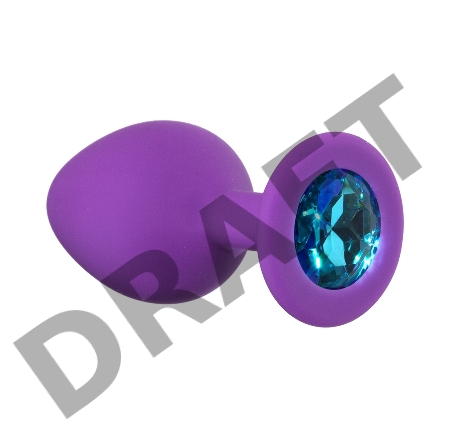 Средняя фиолетовая анальная пробка Emotions Cutie Medium с голубым кристаллом - 8,5 см.