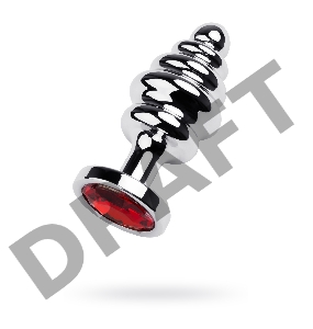 Анальная втулка Metal by TOYFA, металл, серебряная, с красным кристаллом, 8 см, Ø 3,5 см, 95 г