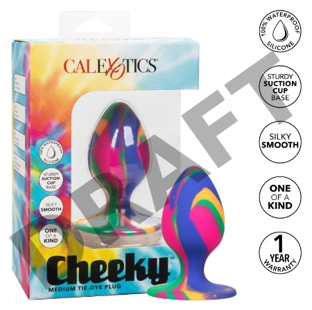 Яркая анальная пробка Cheeky Medium Tie-Dye Plug - 7,5 см.