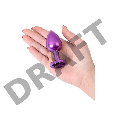 Анальная втулка, Metal by TOYFA, фиолетовая, с фиолетовым кристаллом, 8,2 см, Ø3,4 см, 85 г.