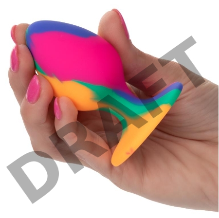 Яркая анальная пробка Cheeky Medium Tie-Dye Plug - 7,5 см.