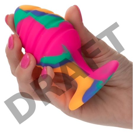 Яркая анальная пробка Cheeky Large Swirl Tie-Dye Plug - 9 см.
