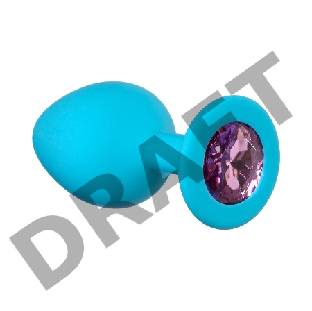 Средняя голубая анальная пробка Emotions Cutie Medium с розовым кристаллом - 8,5 см.