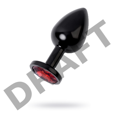 Анальная втулка Metal by TOYFA, металл, черная, с красным кристаллом, 8,2 см, Ø3,4 см, 85 г.