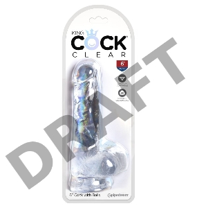 King Cock Clear 6 Cock with Balls Прозрачный фаллоимитатор с мошонкой на присоске
