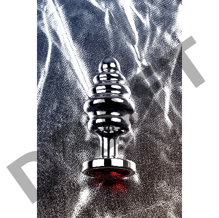 Анальная втулка Metal by TOYFA, металл, серебряная, с красным кристаллом, 8 см, Ø 3,5 см, 95 г
