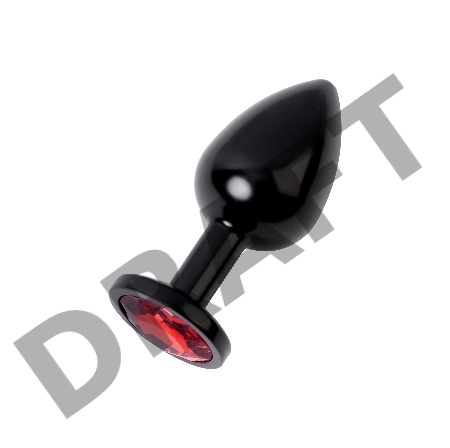 Анальная втулка Metal by TOYFA, металл, черная, с красным кристаллом, 8,2 см, Ø3,4 см, 85 г.