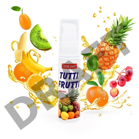 Съедобная гель-смазка TUTTI-FRUTTI для орального секса со вкусом экзотических фруктов 30г
