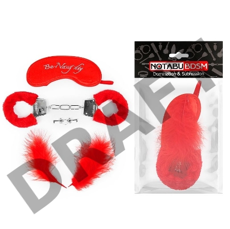 Набор красных БДСМ-аксессуаров из 4 предметов