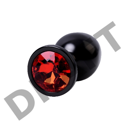 Анальная втулка Metal by TOYFA, металл, черная, с красным кристаллом, 8,2 см, Ø3,4 см, 85 г.