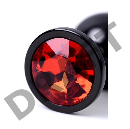 Анальная втулка Metal by TOYFA, металл, черная, с красным кристаллом, 8,2 см, Ø3,4 см, 85 г.