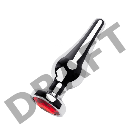 Анальная втулка Metal by TOYFA, металл, серебряная, с красным кристаллом, 10 см, Ø 3 см, 95 г