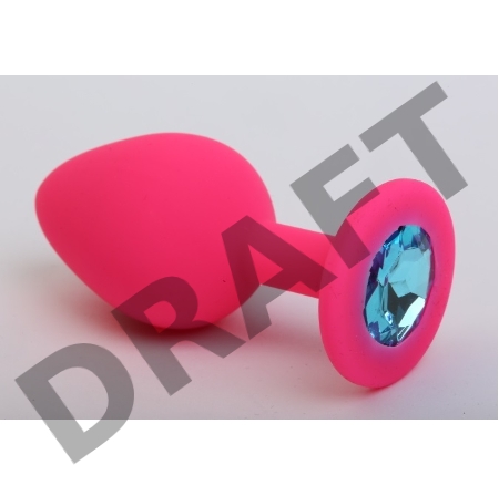 Розовая силиконовая пробка с голубым кристаллом - 7,1 см.
