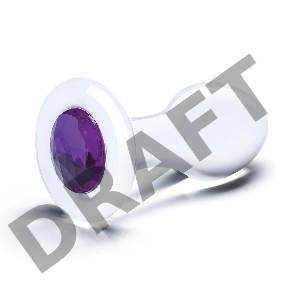 Стеклянная анальная пробка с фиолетовым стразом - 9 см.