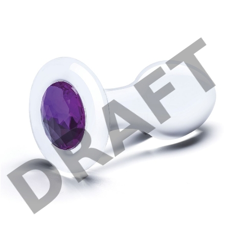 Стеклянная анальная пробка с фиолетовым стразом - 9 см.