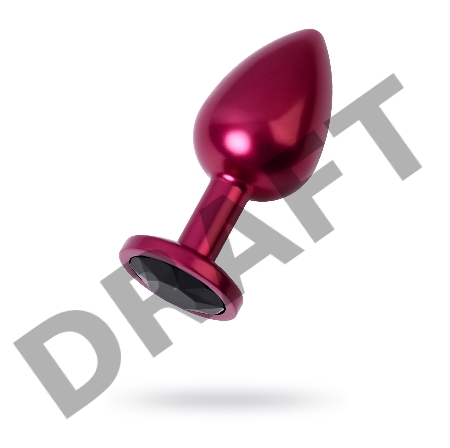 Анальная втулка Metal by TOYFA, металл, красная, с чёрным кристаллом, 8,2 см, Ø3,4 см, 85 г