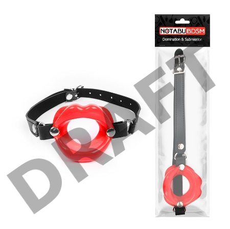 Красный кляп-губки на черном регулируемом ремешке