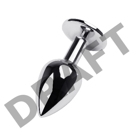 Анальная втулка Metal by TOYFA, металл, серебряная, с чёрным кристаллом, 7 см, Ø 2,8 см, 50 г