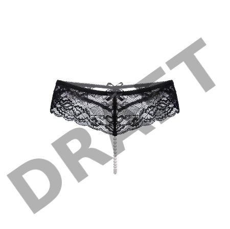 Эротические трусики с жемчужной нитью Erolanta Amy кружевные, черный (42-44)