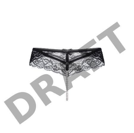 Эротические трусики с жемчужной нитью Erolanta Amy кружевные, черный (42-44)