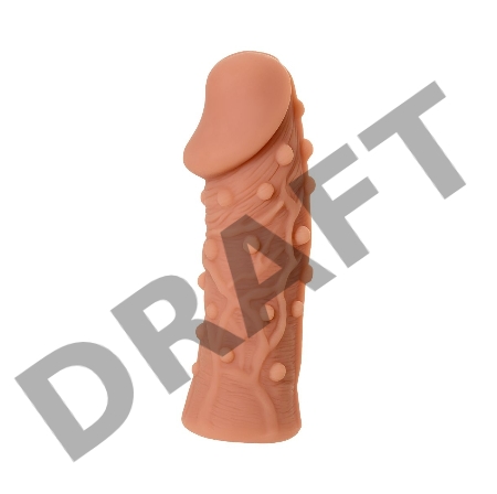 Насадка KOKOS  с дополнительной стимуляцией, реалистичная, TPE, бежевый, 12.7 см