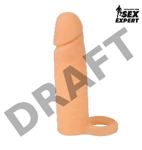 Насадка на фаллос с кольцом для мошонки - 16 см.