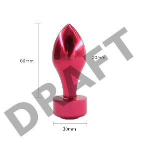 Красная анальная пробка с широким основанием и синим кристаллом - 7,8 см.