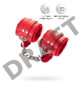 Наручники Anonymo #0105, PU кожа, красные, 27 см