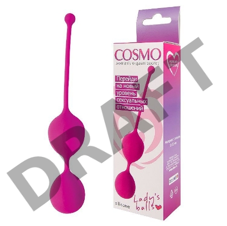 Ярко-розовые двойные вагинальные шарики Cosmo с хвостиком для извлечения