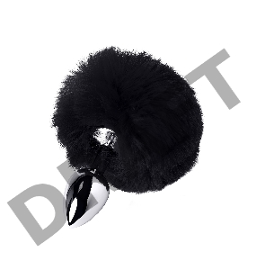 Анальная втулка TOYFA Metal, маленькая, металл+искусственный мех, серебряная, с черным хвостиком, 4