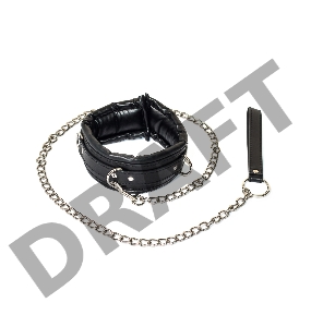 Черный ошейник Fetish с поводком