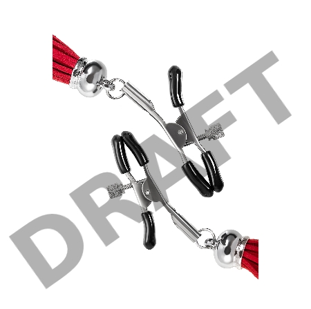 Зажимы на соски прищепки с кисточками из замши Pecado BDSM, металл, красный