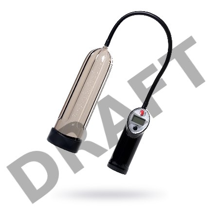 Помпа для пениса Sexus Men Expert, полуавтоматическая, с манометром, ABS пластик, черная, 27 см, Ø 7